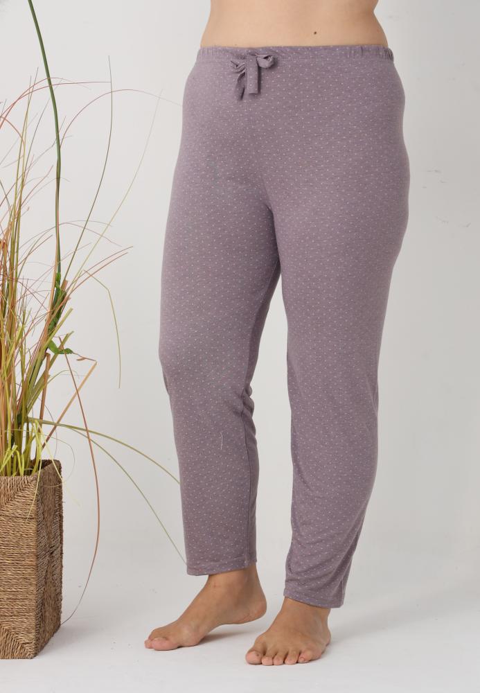 Pantaloni de Pijama Dama Lungi,Big Size,Culoare Gri Inchis cu Buline Roz , Engros